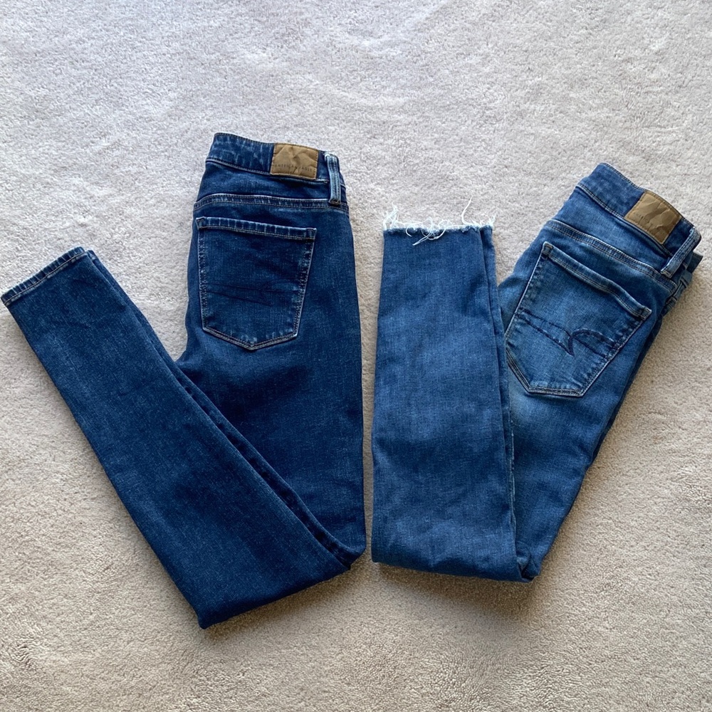 American Eagle Outfitters Dark and Medium Blue Skinny Jeans